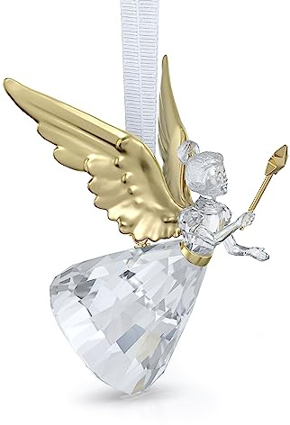 Swarovski Holiday Magic Engel Ornament, Klein, Weihnachtliches Engel Ornament mit Klaren Kristallen und einem Goldfarbenen Faden