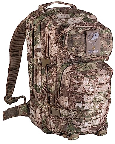 Mil-Tec US Assault Pack Laser Cut Tagesrucksack (20L) • Taktischer Militär Rucksack mit Laser-Cut MOLLE-System • Outdoor Bundeswehr Rucksack,Wanderrucksack für Camping & Einsatz • WASP I Z2,S