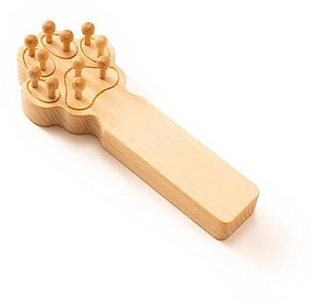 Tuuli Holz-Massagegerät für Hunde, Katzen & Pferde, Pfotenform 16 x 6 cm | Manuelles Holz-Massagegerät in Pfotenform, angenehm zu führen, mit 11 abgerundeten Holznoppen