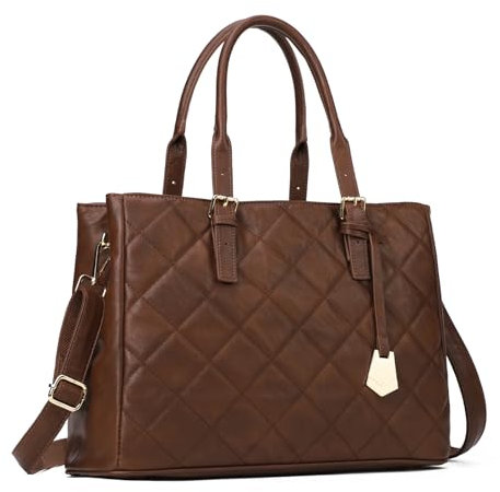 KouLi Buir Handtaschen für Damen, gesteppt, Schultertasche, Geldbörse, Tragegriff oben, Kastanienbraun