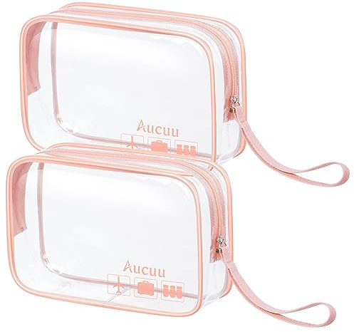 Aucuu Beauty Case Trasparente, 2 Pezzi Borse Da Toilette, Borse da Viaggio Impermeabile, Borsa Cosmetici, Cosmetico, Beauty Case da Viaggio