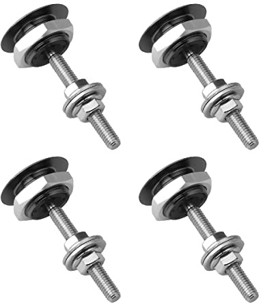 JNNJ 4 Pieces Universal Vehicle Hood Pins, Quick Release License Plate Lock Clip, Push Button Bonnet Kit, Aluminum Alloy Quick Latch Lock for Auto Bumper, Hood Pins for Car Modification(Black)