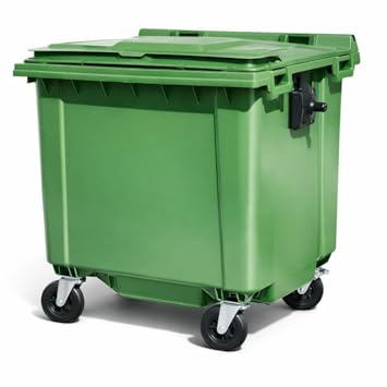 JARDIN202 - Contenedor de Basura Reciclables de Colores con Ruedas y Mango Antideslizantes | 120L, 240L, 360L, 800L y 1100L | 800 L (Verde)
