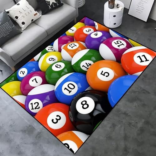 Buohwiwe 3D Teppich Billard - Modern Schlafzimmer Flanell Teppich Billard Wohnzimmer Teppich - Dekoration Carpet rutschfeste Teppiche 60x100 cm E194