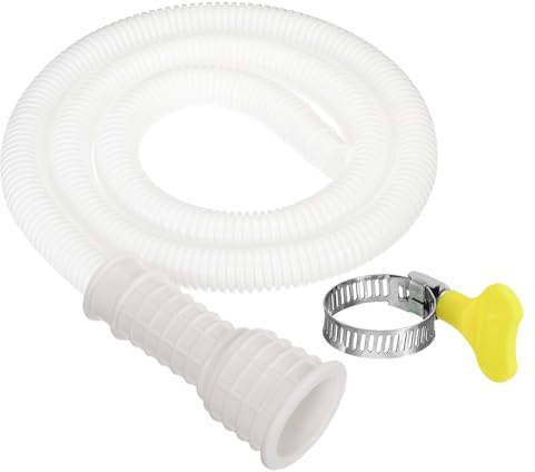 PATIKIL Tuyau de Vidange Universel de 3,3 Pieds, Blanc, PVC, 1 mètre, 18 mm, 16-25 mm, 1 x Tuyau, 1 x Pince