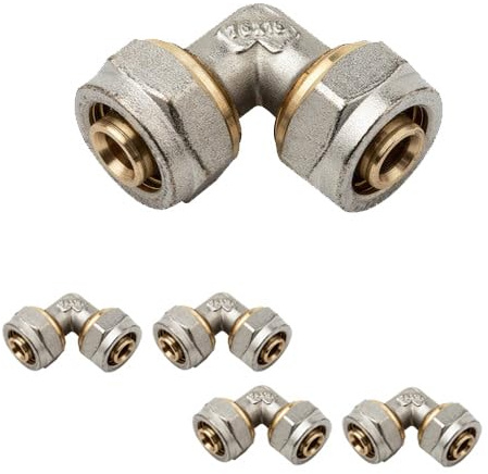 Suinga Pack 5 Codo para Tubo multicapa de compresion 20 mm, sin necesidad de maquina prensadora, gris
