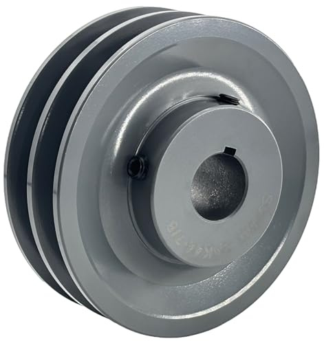 Saelno 2AK44-7/8 Double Groove V Belt Pulley 4.25 OD 7/8 inch bore,V Belt Sheaves Cast Iron for A AX 3L 4L V-Belts,2AK4478 Pulley