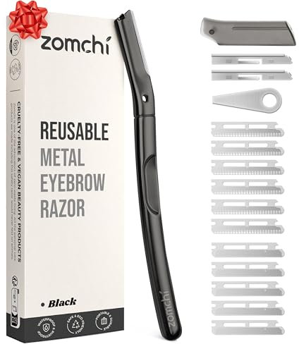ZOMCHI Dermaplaning Tool for Face, Eyebrow Shaper for Women and Men, Precision Silicone Cover, Reusable Metal Handle - Matte Black