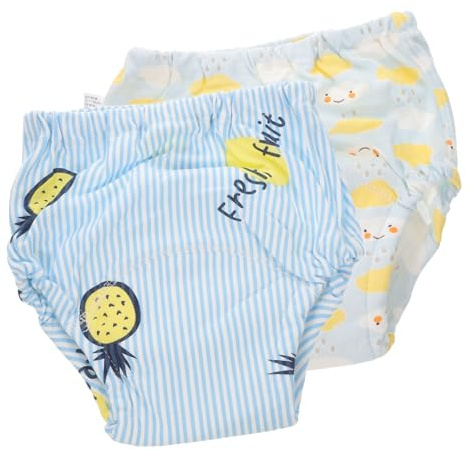 ANDRESLAD 2stücke Training Pants Atmungsaktive Lagige Stoffwindeln Für Waschbare Und Bequeme Töpfchenhosen Pineapple Und Cloud