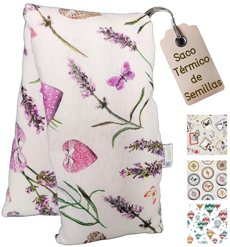 Saco de Semillas para Microondas 57x14 cm con FUNDA LAVABLE EXTRAIBLE– Almohadilla Térmica Reutilizable – Saquito Térmico para Cervical y Lumbar – Bolsa de Calor Natural para Cólicos y Dolor Menstrual