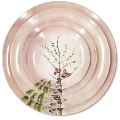 YLGTYUIK Dessertteller Keramikgeschirr-Set Blumenserie Speiseteller Helle kleine Blumenteller Flacher Teller für den Haushalt 4 Sets Speisegeschirr
