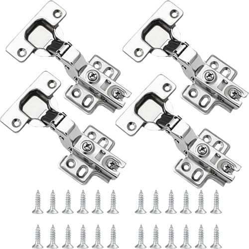 YUNYU Soft Close Cabinet Hinges 4 Pcs with Screws - Inset Mute Door for Kitchen, Bathroom, Bedroom, Dining Room Cupboards