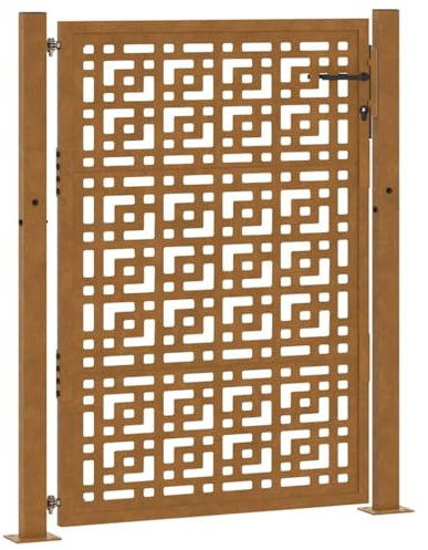 vidaXL Garden Gate 100x150 cm Weathering Steel Cross Design, fence gate, outdoor gate, metal gate, security gate, entrance gate, metal fence gate