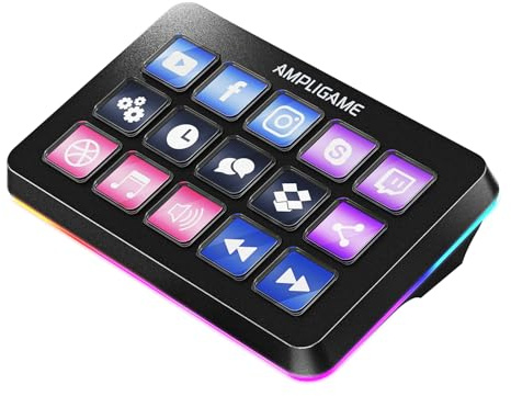 FIFINE D6 Streaming Controller, Macro Keyboard with 15 Customizable Keys for Live Stream, Gaming and Podcast, Compatible with Twitch/OBS/YouTube/Streamlabs Etc, Keypad for Mac and PC