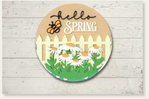 DIY Türschild Türhänger aus Holz, Hello Spring, Bastel Set, Selbst gestalten, anmalen, Valentin Geschenk, Holz Deko, Holzpuzzle