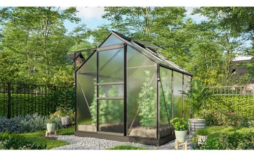Vitavia Gewächshaus Marley inkl. Ready2Grow Zubehör-Set, schwarz, 3,8 m², 6 mm HKP | Wetterfestes & stabiles Treibhaus | Perfekt für Gemüse & Pflanzen | Robust & langlebig
