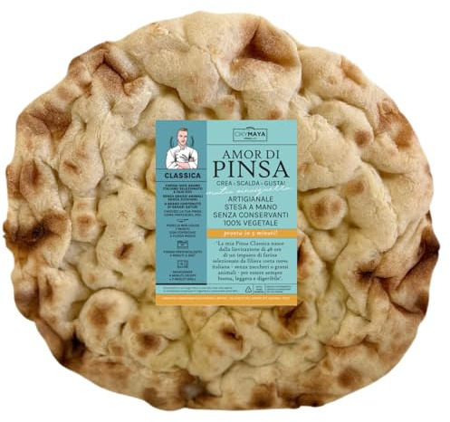 Pinsa classica Artigianale, confezione di 4 pinse (peso 255 gr l'una), stesa a mano 100% vegetale senza conservanti, lievitazione 48 ore.