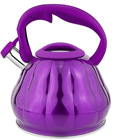 Bollitore in Acciaio Inossidabile, Grande capacità, con fischio, a Gas, Elettrico, fornello a induzione, 3 Litri, Bellissimo, per casa, Ufficio, Esterno, Viola.