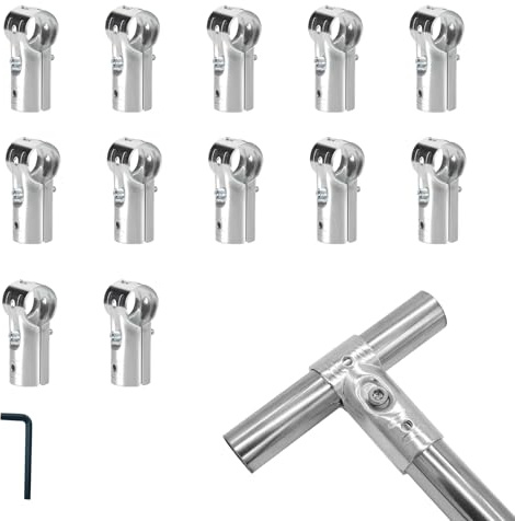 12 PCS 1/2'' T Pipe Clamps, Heavy-Duty Galvanized Steel Connectors with Bolts and Nuts, Chain Link Fence Corner Fitting End Rail T Clamp Fit for OD 3/4'' (20 mm) Pipe or Metric 1/2'' (DN 15) Tube