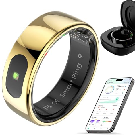 Smart Ring - Rastreador de salud para mujeres y hombres, fitness con frecuencia cardíaca, oxígeno en sangre, presión arterial, monitoreo del sueño, contador de pasos, impermeable IP68 para iPhone y