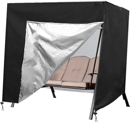 Wasserdichte Schutzhülle für Outdoor-Schaukel – Schutzhülle für Drei-Personen-Schaukel, wasserdicht, winddicht, kältebeständig und reißfest, passend für Gartenschaukeln (schwarz, 220 x 125 x 170 cm)