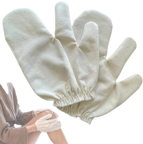 Garshana Massage Silk Gloves, Gant Soie Brute, Gant Garshana Ayurveda, Gommage Exfoliant Turc Fait Main pour Douche, Bain & Sauna (Blanc)