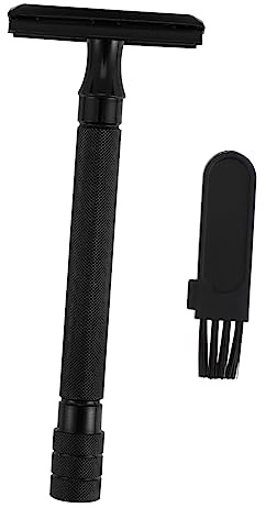 LOORGVEL Sicherheitsrasierer aus Aluminiumlegierung mit Doppelseitigem Klingenträger und Kratzschutz Retro Rasierer in Schwarz für Präzise Gesichtsrasur