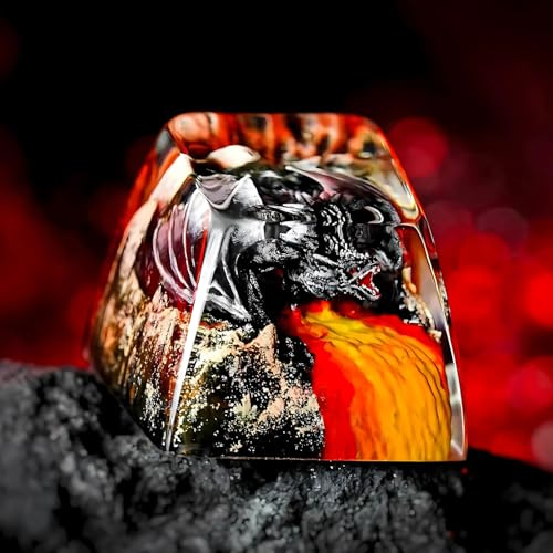 Volcano Black Dragon Keycap Handmade Artisan Keycap Cool Custom Keycaps Keyboard Caps Resin Keycaps for Cherry MX Mechanical Keyboard Lovers Gift