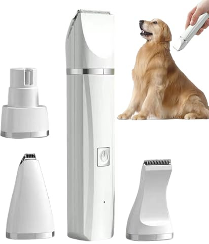 Fellpflegeset für Hunde | Elektrische Schere für Katzen – elektrisches kabelloses 4-in-1-Werkzeug, leise, mit Schere und Trimmer für Ohren, Augen, Gesicht, Katzen,