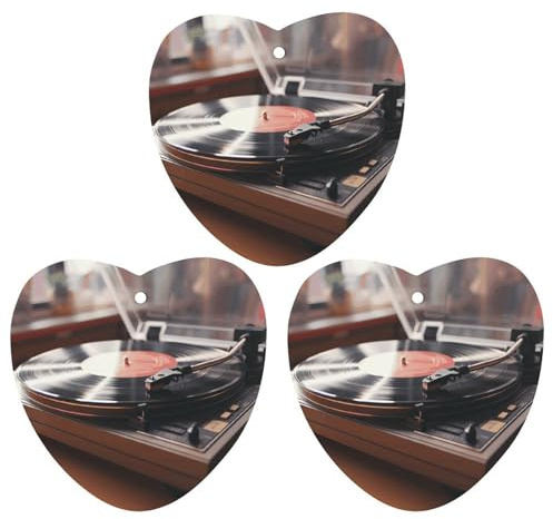 3PCS Record Player Car Air Freshener Hanging Scented Cards Cute tea Car Fresheners Long Lasting New Cars Scents for Women Men Natural Air Freshener with Lanyard Automotive Freshies