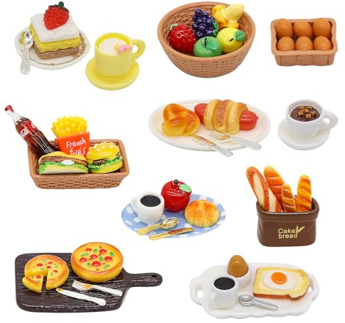 Forbabe 50 accessori per la casa delle bambole, 1:12, accessori per gnomi, accessori in miniatura, decorazione in resina, casa delle bambole, cibo e bevande, mini cucina, ideale per la cottura del