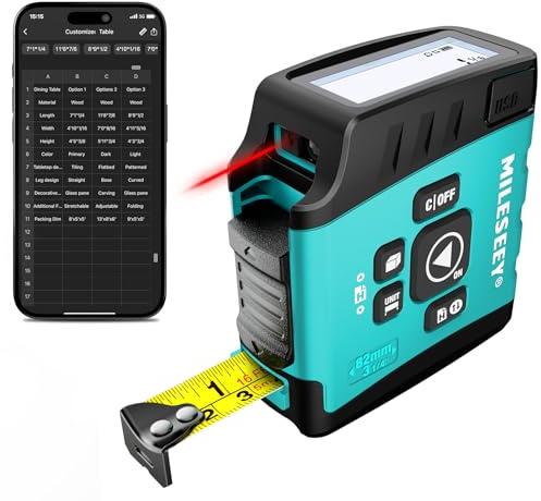 MiLESEEY Mètre ruban laser DT20 | Ruban à mesurer régulier, mode Pythagore, étanche et rechargeable