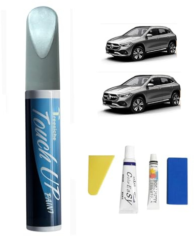 Treesiche Lackstift Autolack Reparaturset für Mercede-Benz, Schnelles und Einfaches Ausbessern von Autokratzern, Lack Reparatur Kit Lackierstift und Pinsel 2 in 1, Iridium Silber Metallic (775/9775)