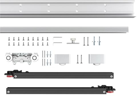 Pocket Door Hanging Rail 48/52 Hidden Sliding Barn Door Hardware Track Kit,Floating Soft Closing Interior Wall Mount Track Rolling Set,No Floor Rail(48in)