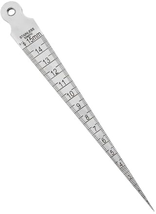 Lame Spessimetro, Righello conico da 1-15 mm Strumento di misurazione dei fori in acciaio inossidabile di apertura a forma di cuneo a doppia faccia Calibri di riempimento Calibro di spessore(2mm Thick