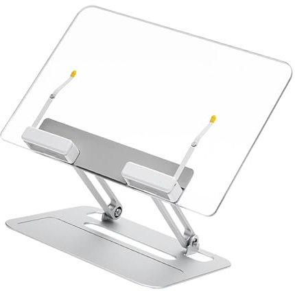 YIZITU 360 Rotazione Supporto Acrilico Trasparente Cornice Pieghevole in Alluminio Universale Supporto Dispositivo per Laptop Libro Cottura da 8 8 Libbre Spazio per Lo Studio Ergonomico