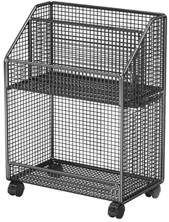 Jiuvaso Carrello porta libri con ruote, sotto la scrivania, organizer per file, libreria mobile versatile per cucina, ufficio, lavanderia, camera da letto, Nero 2 Strati