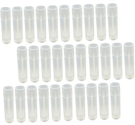 TOYZFRIENDY 30 Stück 5g Leere Lippenbalsam Tuben Transparent Nachfüllbar Selbstgemacht Lippenstifthülsen Für Selbstgemachte Lippenpflege Tragbare Make up Accessoires Mit Kappe
