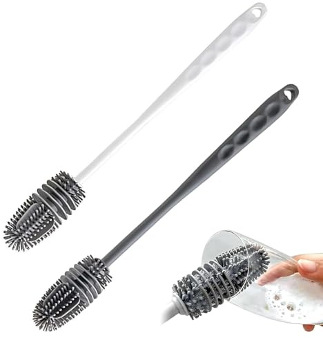 GILWUMO 2 Cepillos para Limpiar Botellas, Utensilios de Limpieza Reutilizables, de Silicona, Aptos para Limpiar Lavabos, Botellas Deportivas y Biberones