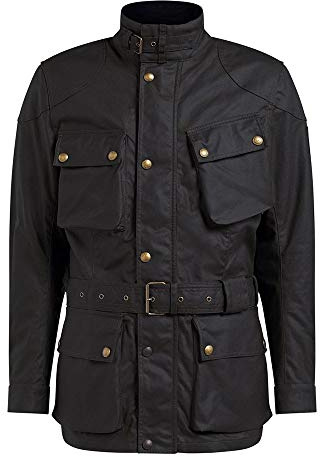 Belstaff Trialmaster Giacca di cera da moto, nero, 3XL