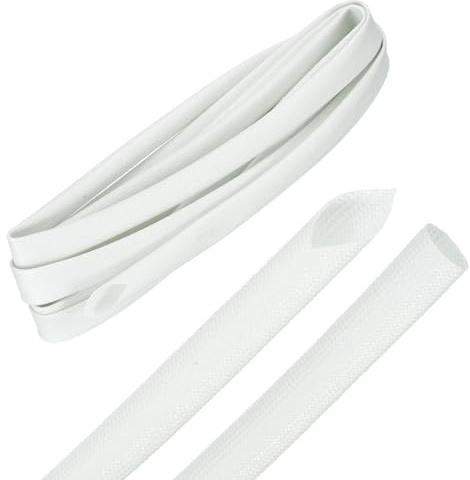 QUARKZMAN 10ft Guaina Intrecciata Per Cavi 10mm / 0.4 ID 200C Alta Temperatura 1500V Protettore Per Cavi In Fibre Di Vetro Organizzatore Gestione Fili Per Motore Rigo Carburante