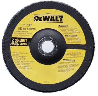 DEWALT DW8321 7-Inch by 7/8-Inch 36 Grit Zirconia Angle Grinder Flap Disc