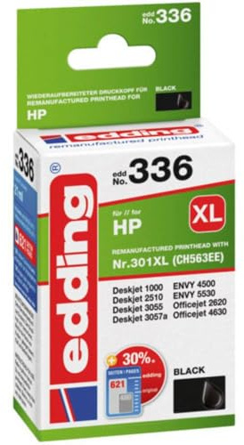 edding Druckerpatrone EDD-336 - Einzelpatrone - Schwarz - 21 ml - Reichweite 700 Seiten - Ersetzt HP 301XL (CH563EE)