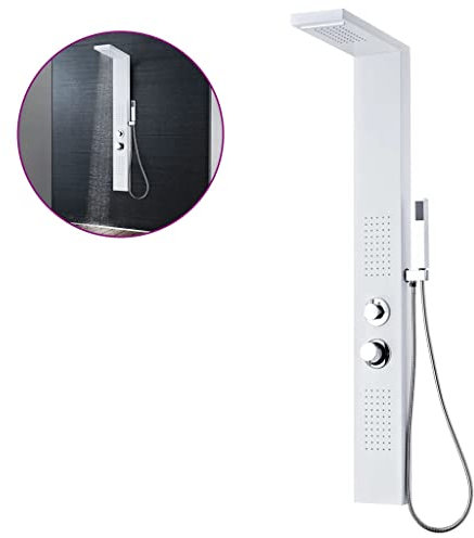 vidaXL Pannello Doccia in Alluminio Bianco Opaco Colonna con Idromassaggio