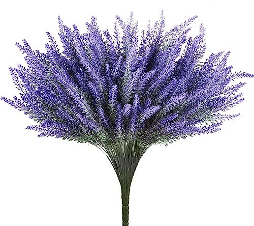 Butterfly Craze Artificial Lavender 4-Piece Bundle – Lifelike Faux Silk Plants for Crafting or Home Decor – Great for Pairing With Other Fake/Dried Flowers like Purple Roses to Create Wedding Bouquets