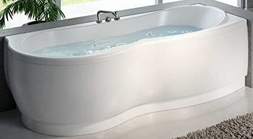 Novellini Venus Vasca Bagno Hydro 180x80/85 H55 cm Idro Laterale 6 Jets Forma Esterna Tonda Semicircolare Asimmetrica Interna Otto Destra Telaio Pannello Colonna Rubinetto Display Acrilico Bianco