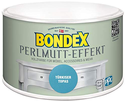 Bondex 424269 Perlmutt- Effekt tuerkiser topas 0,5 L für 5 m² - Dekorationsfarben mit dezentem Perlmutt-Glanzeffekt - auch für Wände geeignet