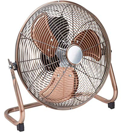 Retro Metall Ventilator / 3 Rotorblätter für optimale Luftzirkulation / 3 Luftstromgeschwindigkeiten/Ø: ca. 30 cm (Kupfer)