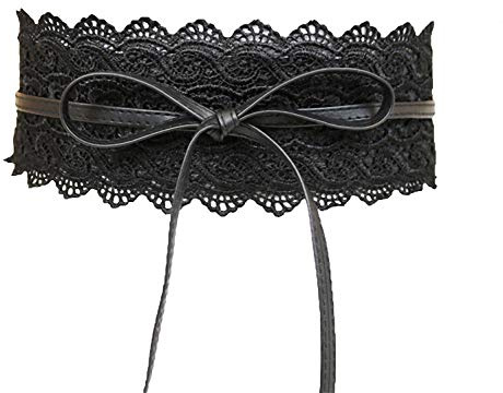 Ulalaza Damengürtel aus weichem PU-Leder mit Kordelzug zum Binden um den Obi-Bund Boho-Gürtel mit breitem Bund