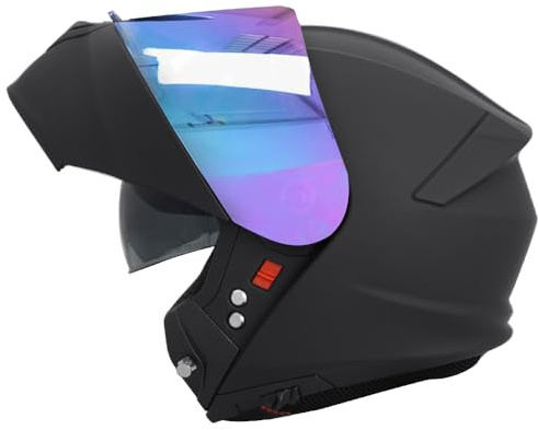 Zorax ZOR-838 Motorbike Flip up Helmet + Extra Iridium Visor | Matt Black L (59-60cm) Modular Front Motorcycle Helmet Motorbike Motorcycle ECE 2206 Approved